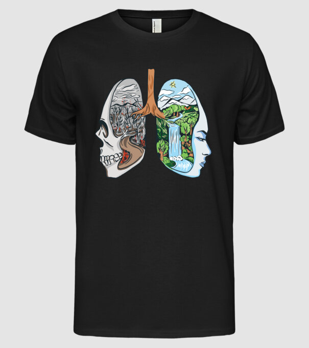 Natură Plămâni imagine model negru pe tricou