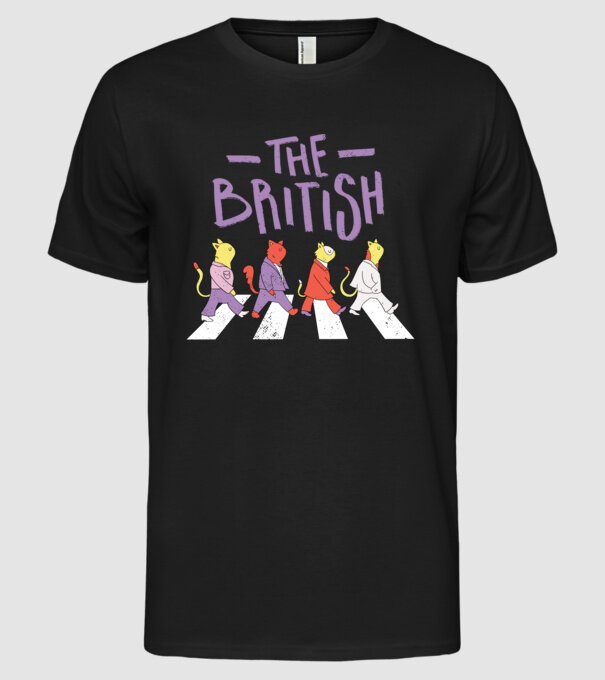The British Pisicuțe model negru pe tricou