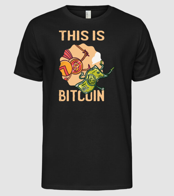 This is Bitcoin model negru pe tricou