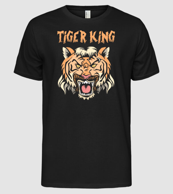 Tiger King model negru pe tricou