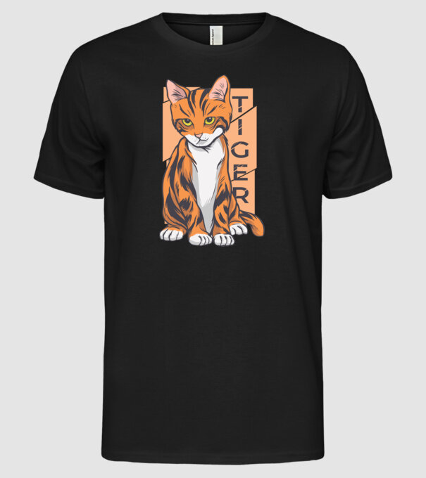 Pisică Tigru model negru pe tricou