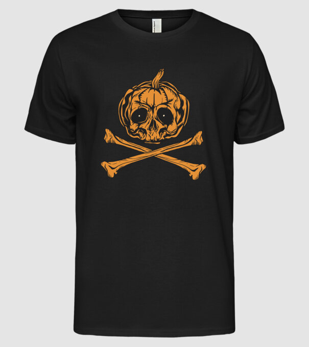 Dovleac craniu Halloween model negru pe tricou
