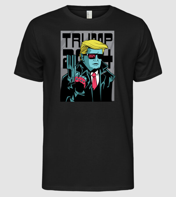 Trump Terminator 2024 model negru pe tricou