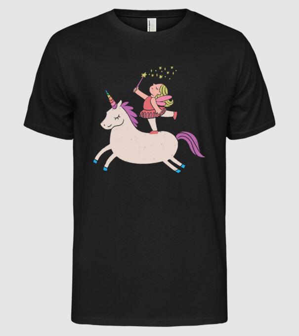 Zână Unicorn model negru pe tricou