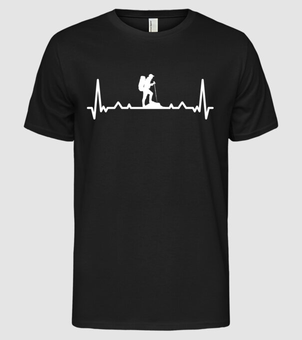Drumeții Ritm cardiac ECG model negru pe tricou