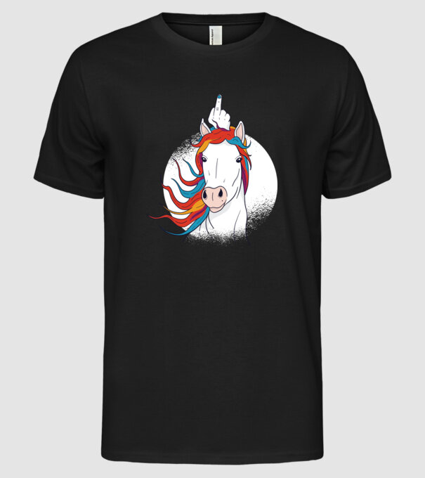 Unicorn Fuck Off model negru pe tricou
