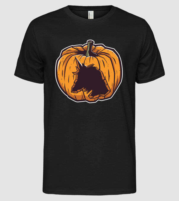 Dovleac de Halloween Unicorn model negru pe tricou