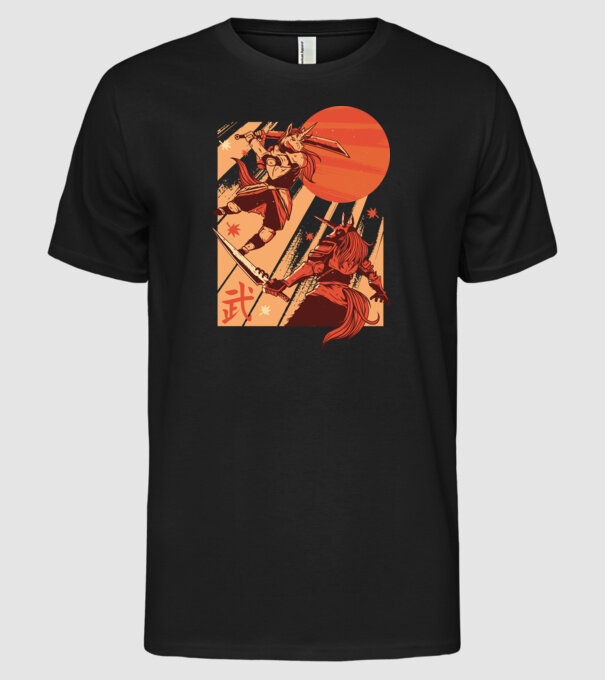 Unicorn Războinic model negru pe tricou