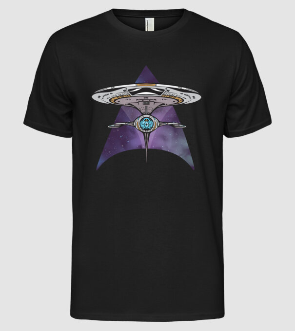 Navă spațială model negru pe tricou