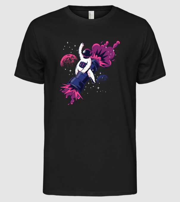 Astronaut Bazooka Rodeo model negru pe tricou