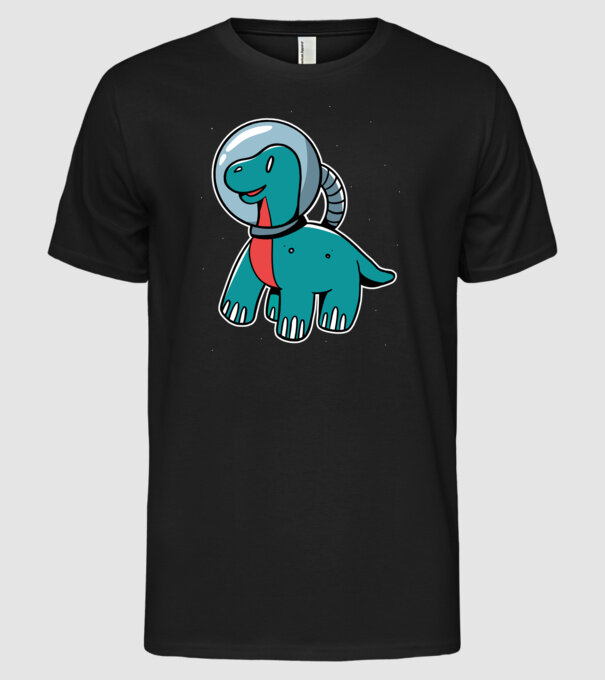 Dinozaur Astronaut model negru pe tricou