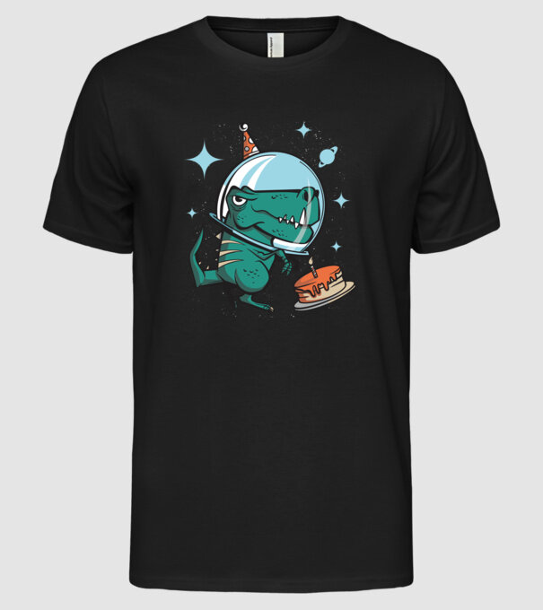 Astronaut T-rex Ziua de naștere model negru pe tricou