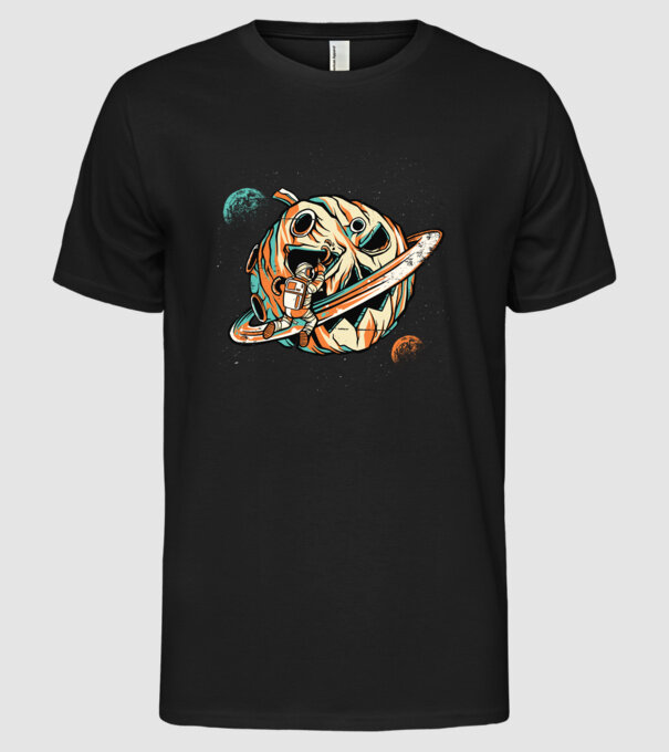 Astronaut cap de dovleac de Halloween model negru pe tricou