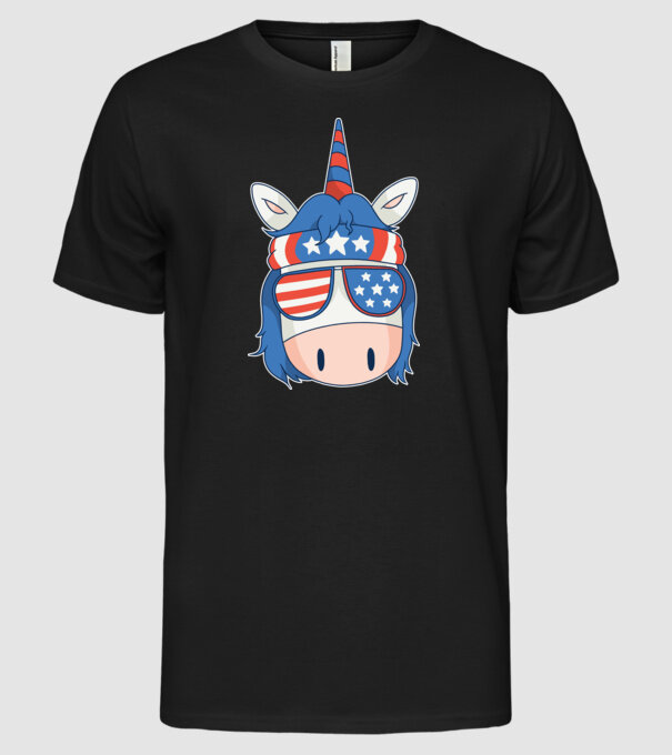 SUA unicorn model negru pe tricou