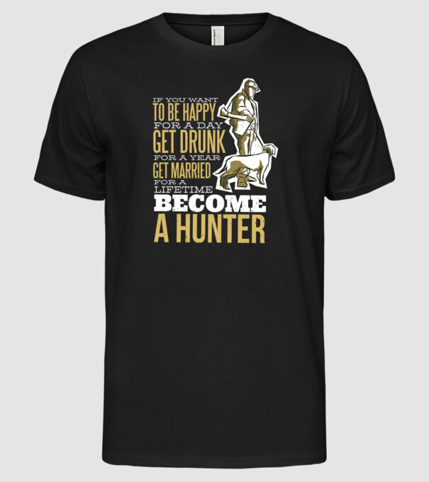 Citat Vânătoare model negru pe tricou
