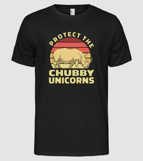 Protejați Unicornii - Rinocerii plinuți model negru pe tricou