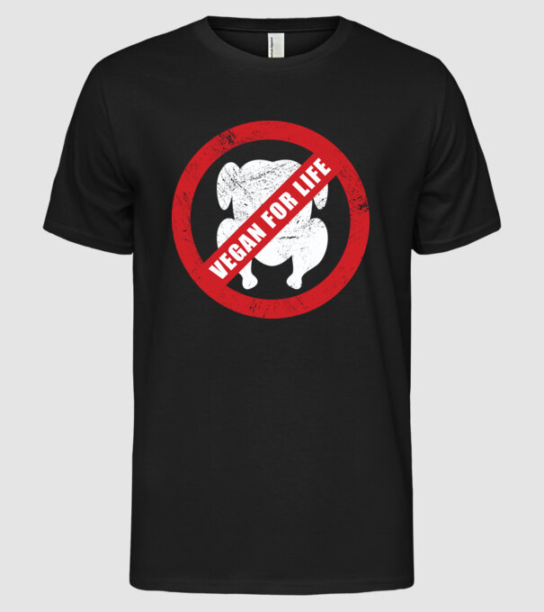 Vegan pe viață model negru pe tricou