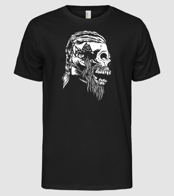 Craniu Viking model negru pe tricou