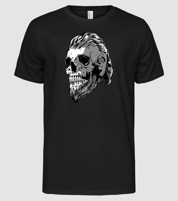 Craniu Viking model negru pe tricou