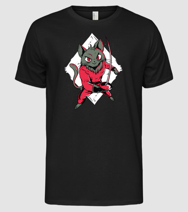 Pisică Scrimă model negru pe tricou