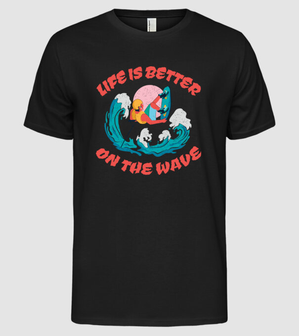 Wakeboard - Life is better on the wave model negru pe tricou
