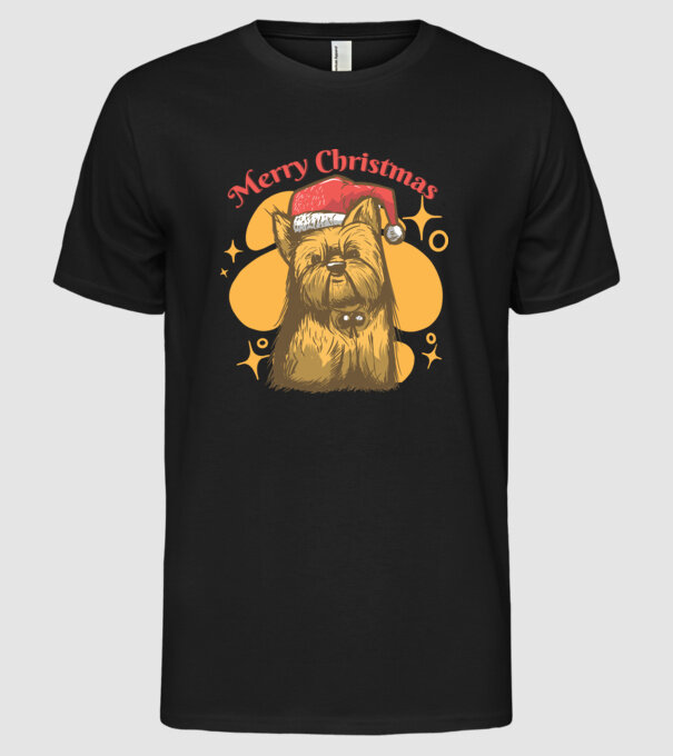 Crăciun Yorkie model negru pe tricou
