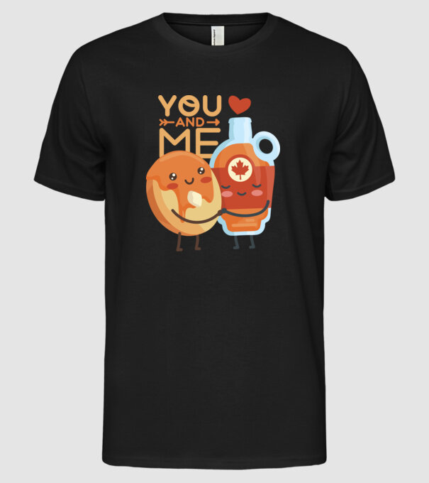 'You and Me tricou cuplu pentru Valentine''s Day' model negru pe tricou