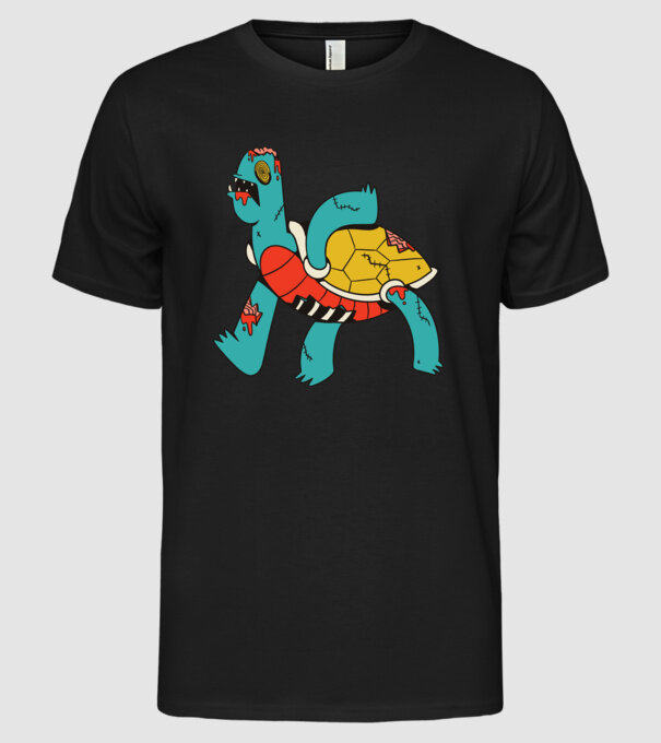 Broască țestoasă Zombie model negru pe tricou