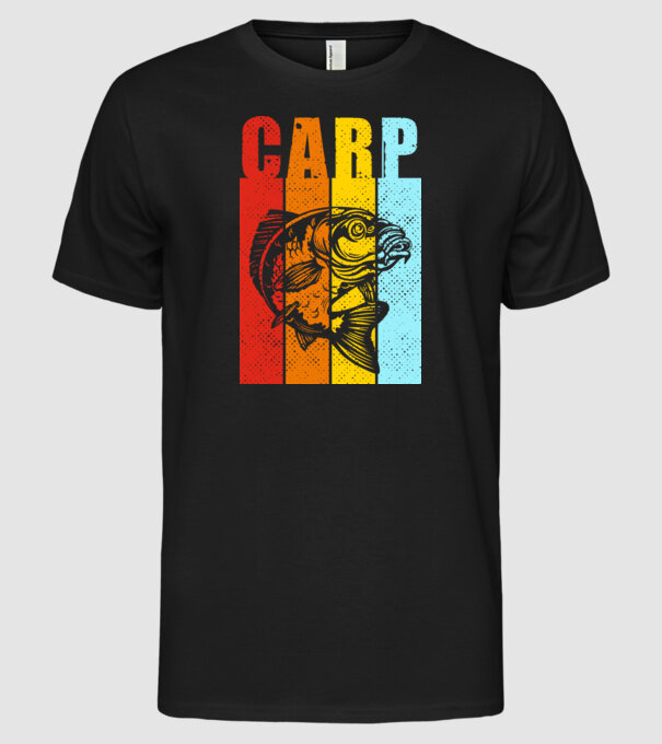 Carp Pescuit model negru pe tricou