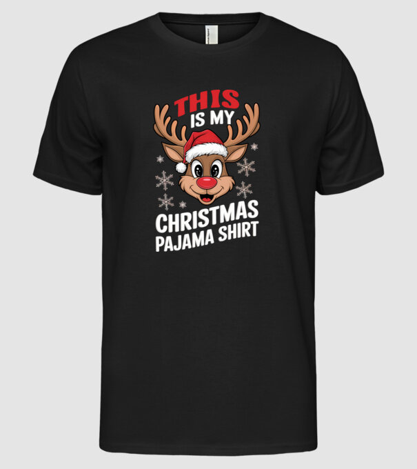 Christmas Pajama Reindeer Negru model negru pe tricou