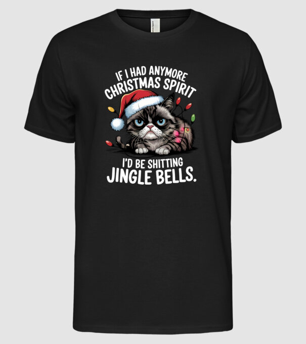 Christmas Spirit Grumpy Cat Negru model negru pe tricou