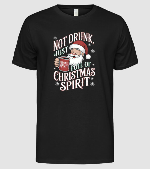 Christmas Spirit Santa model negru pe tricou