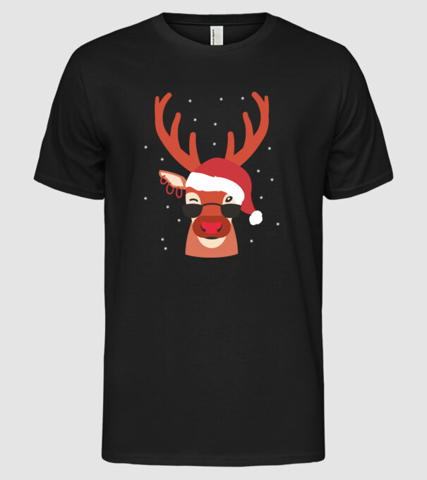 Cool Reindeer Rudolph model negru pe tricou
