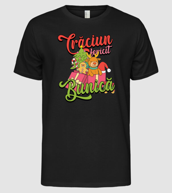CRĂCIUN FERICIT BUNICĂ model negru pe tricou