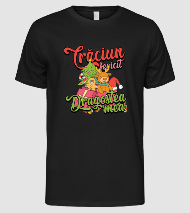 CRĂCIUN FERICIT DRAGOSTEA MEA model negru pe tricou