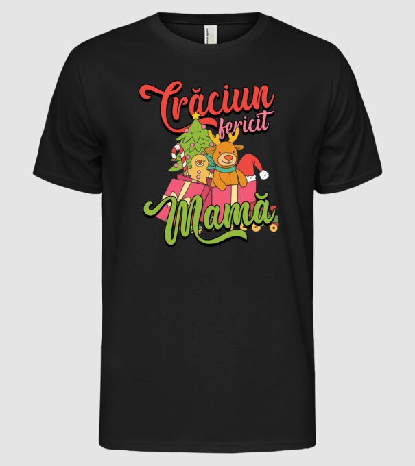 CRĂCIUN FERICIT MAMĂ model negru pe tricou