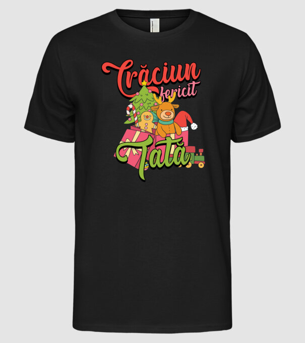 CRĂCIUN FERICIT TATĂ model negru pe tricou