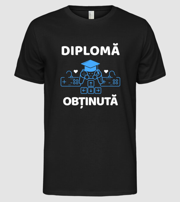 Diplomă obținută model negru pe tricou