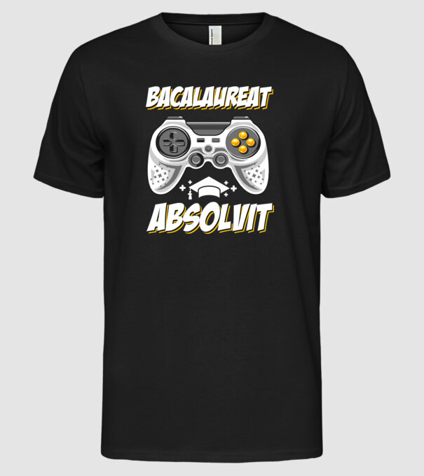 Gameri şcoală Bacalaureat model negru pe tricou