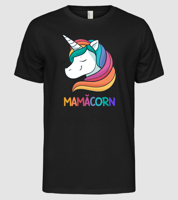 mamăcorn model negru pe tricou