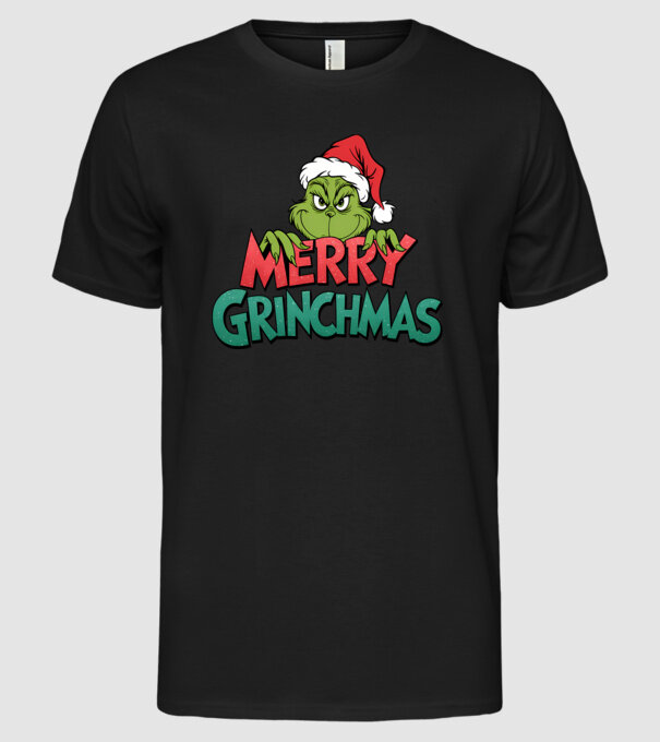 Merry Grinchmas model negru pe tricou