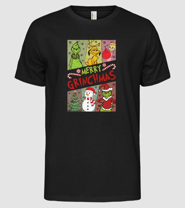 Merry Grinchmas - Grinch model negru pe tricou