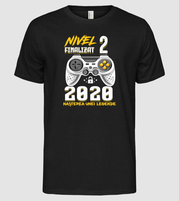 Nivel 2 finalizat. 2020 nașterea unei legende model negru pe tricou