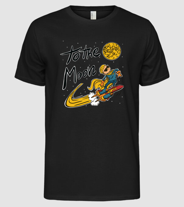 To the Moon Bitcoin model negru pe tricou