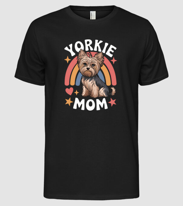 Yorkie Mom Negru model negru pe tricou