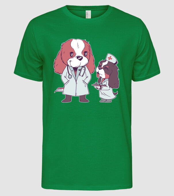 Veterinar câini model verde pe tricou