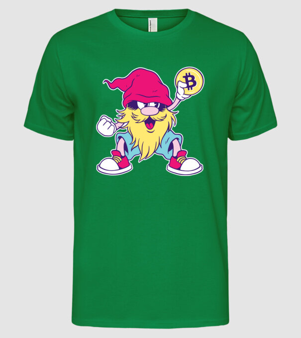 Pitic Bitcoin model verde pe tricou