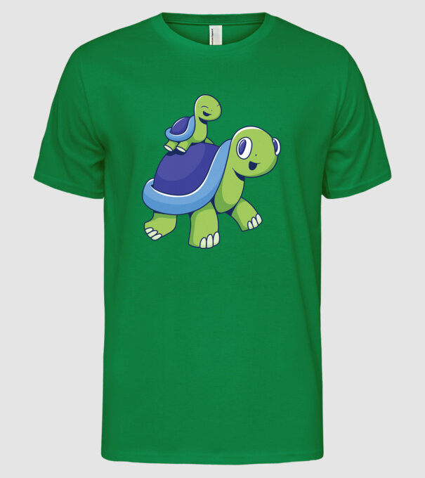 Familie țestoase drăguțe model verde pe tricou