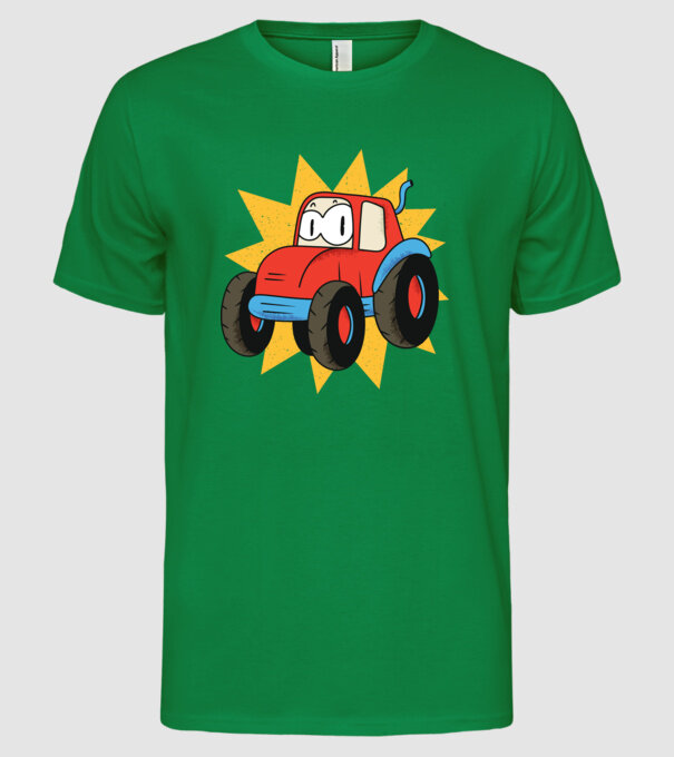 Tractor drăguț pentru copii model verde pe tricou