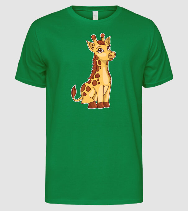 Girafă drăguță model verde pe tricou